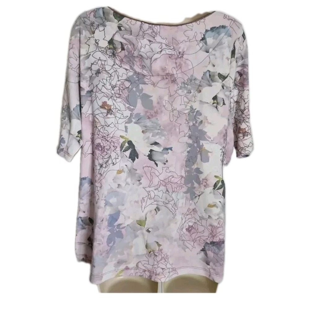 One World Live and Let Live Purple Floral Women's Size XL T-Shirt Rhinestone‎ - Picture 2 of 4